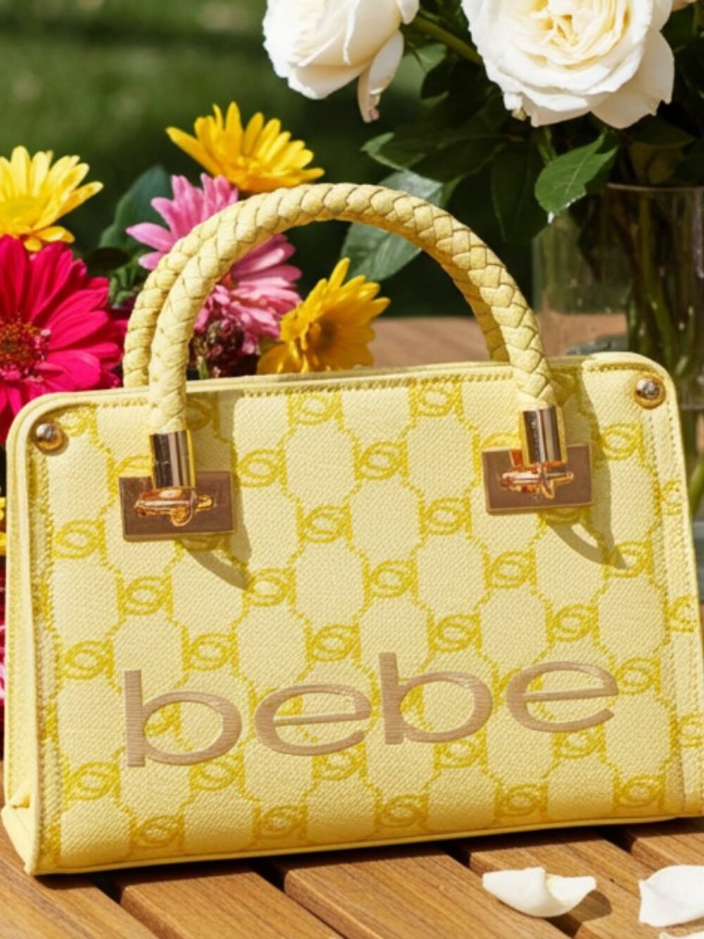 Yellow monogram BEBE mini bag